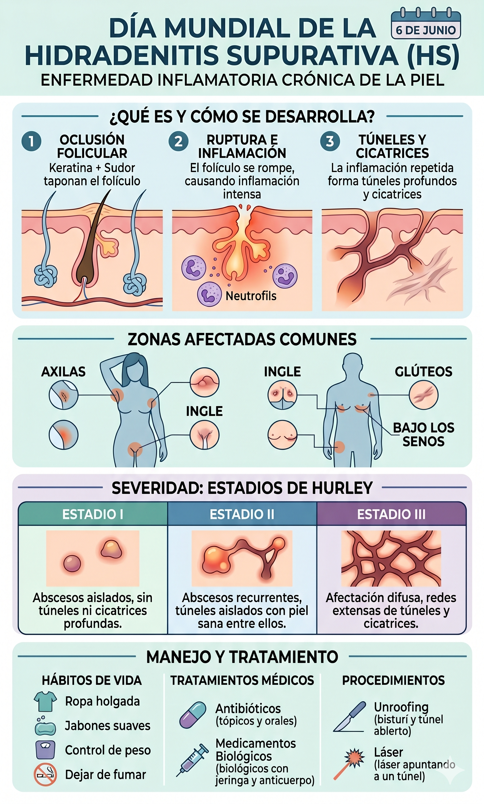 Imagen resumen sobre la Hidradenitis Supurativa - generada con Gemini IA