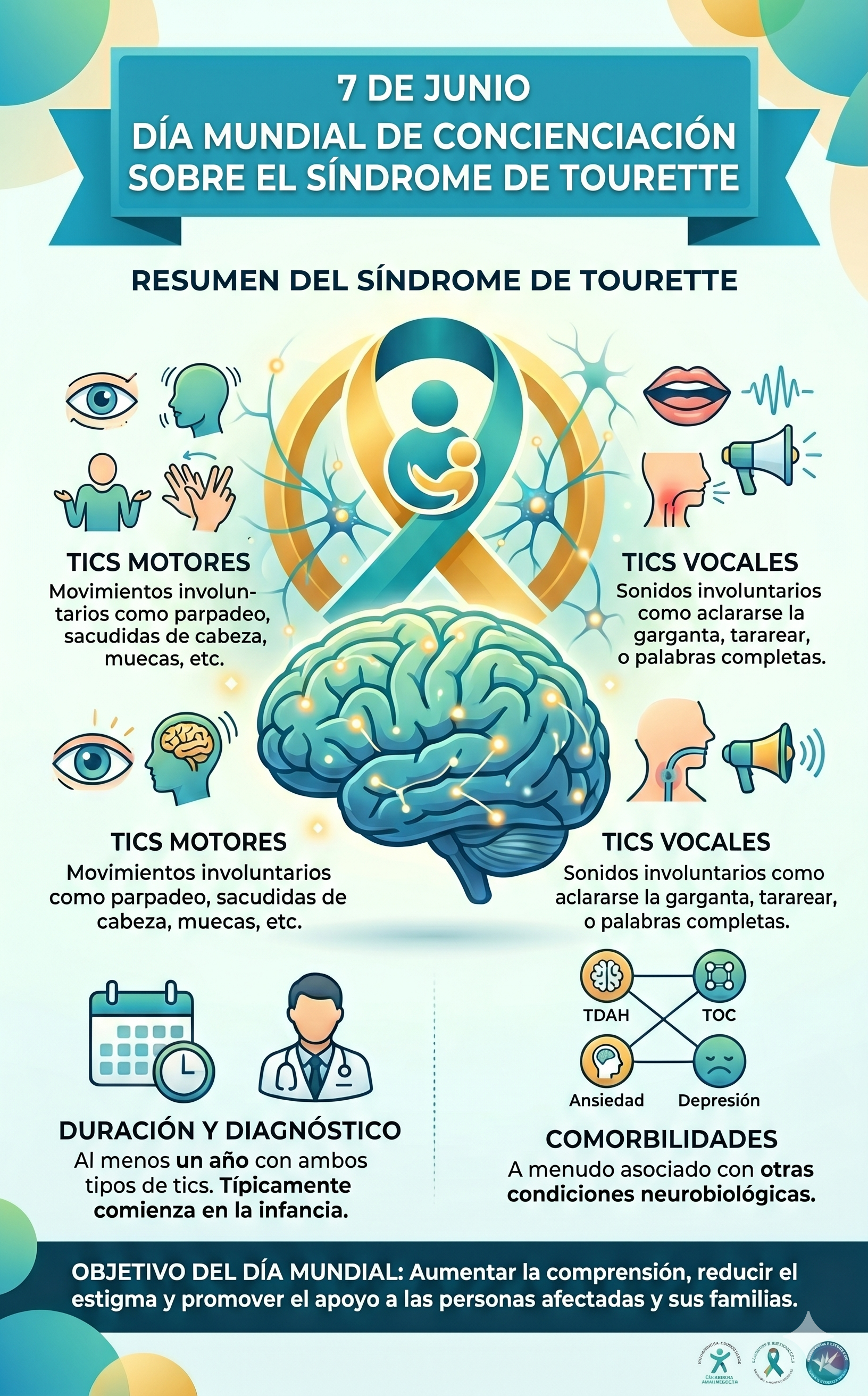 Imagen resumen sobre el síndrome de Tourette en su día mundial - generada con Gemini IA