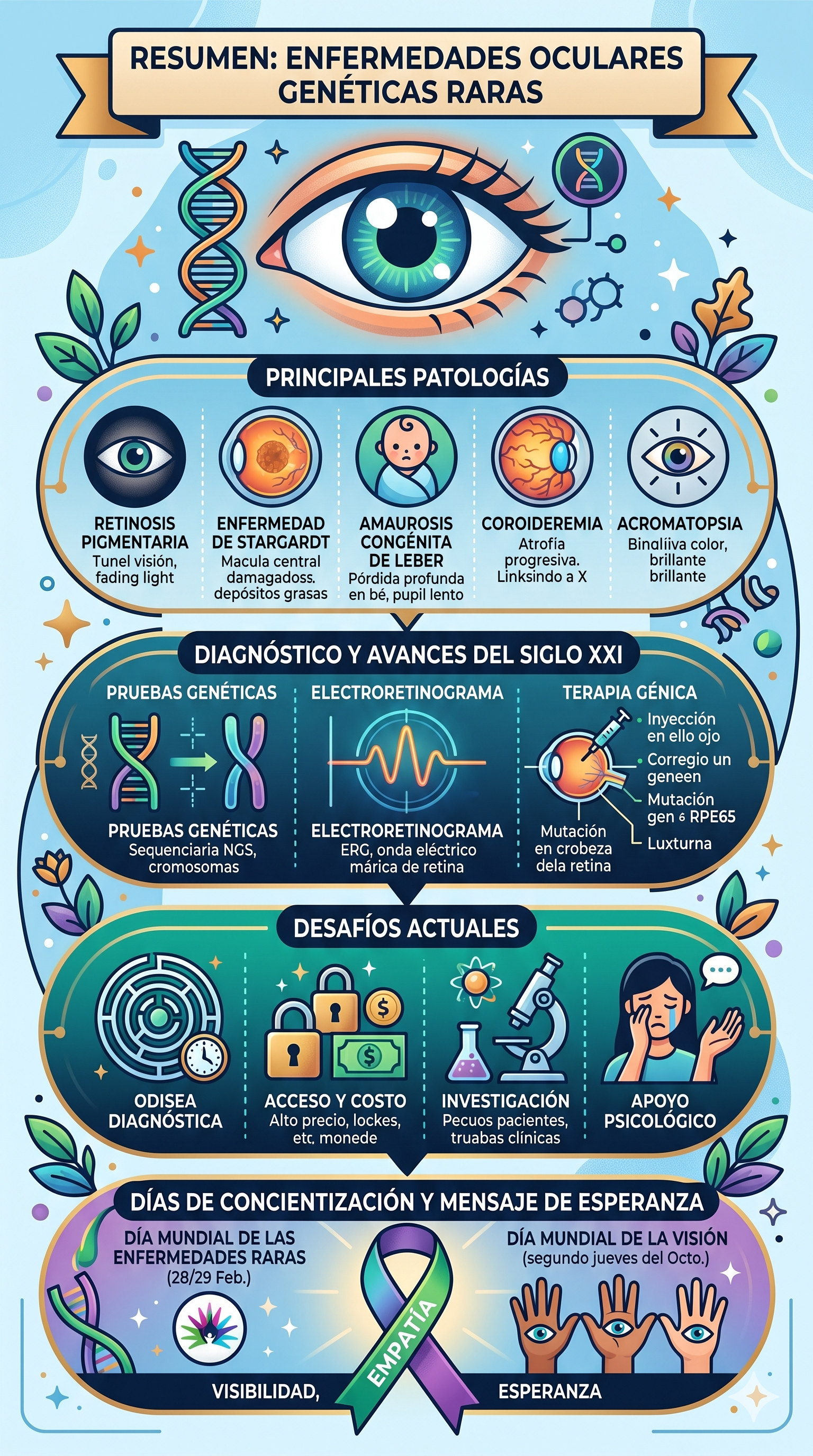 Imagen resumen sobre enfermedades oculares genéticas raras - Generada con Gemini IA