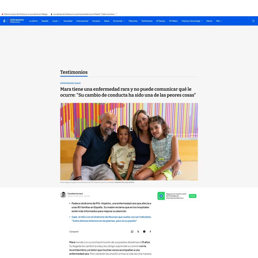 Mara tiene una enfermedad rara y no puede comunicar qué le ocurre: "Su cambio de conducta ha sido una de las peores cosas"