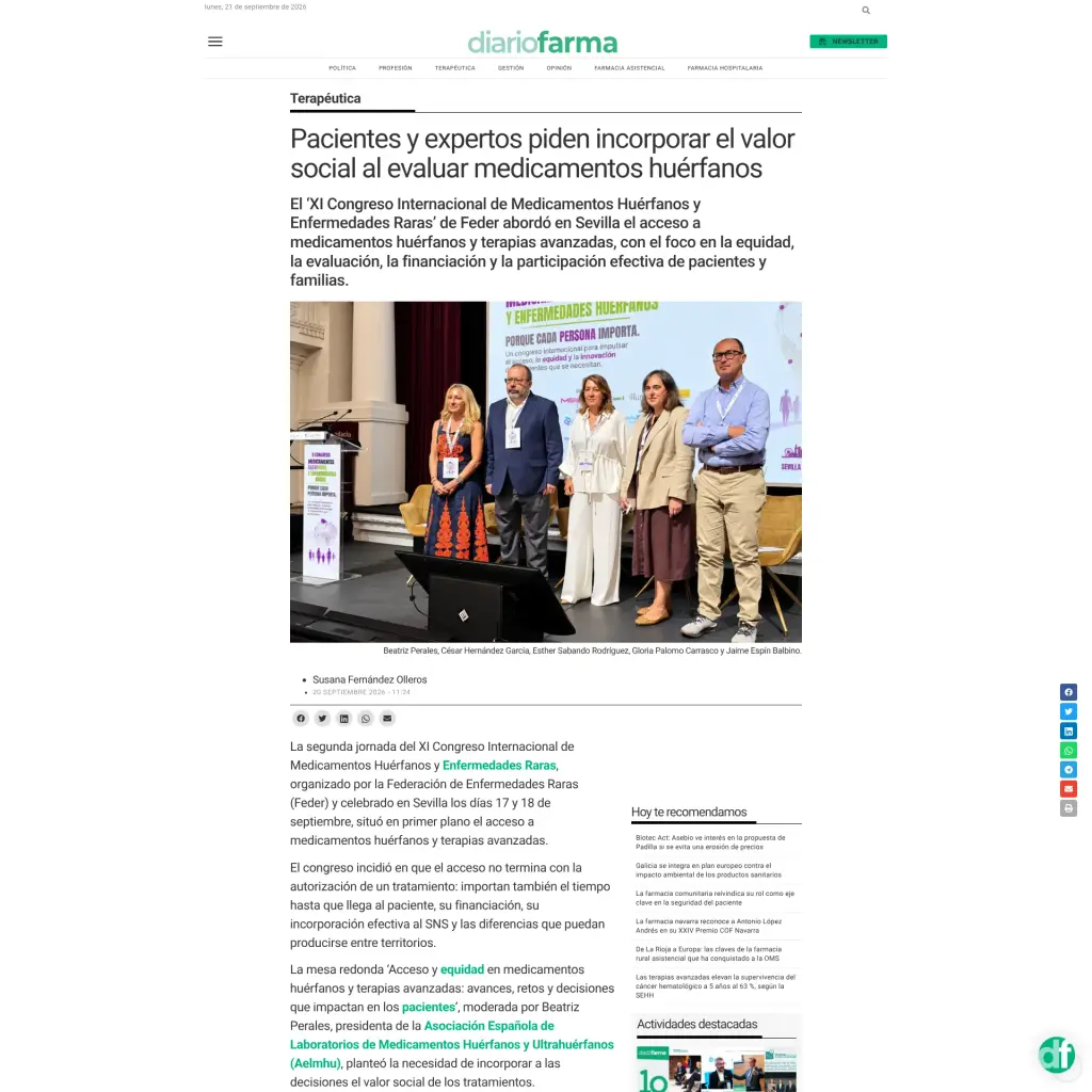 Pacientes y expertos piden incorporar el valor social al evaluar medicamentos huérfanos