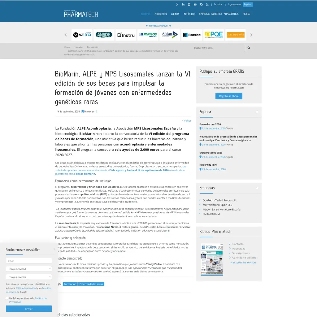 BioMarin, ALPE y MPS Lisosomales lanzan la VI edición de sus becas para impulsar la formación de jóvenes con enfermedades genéticas raras