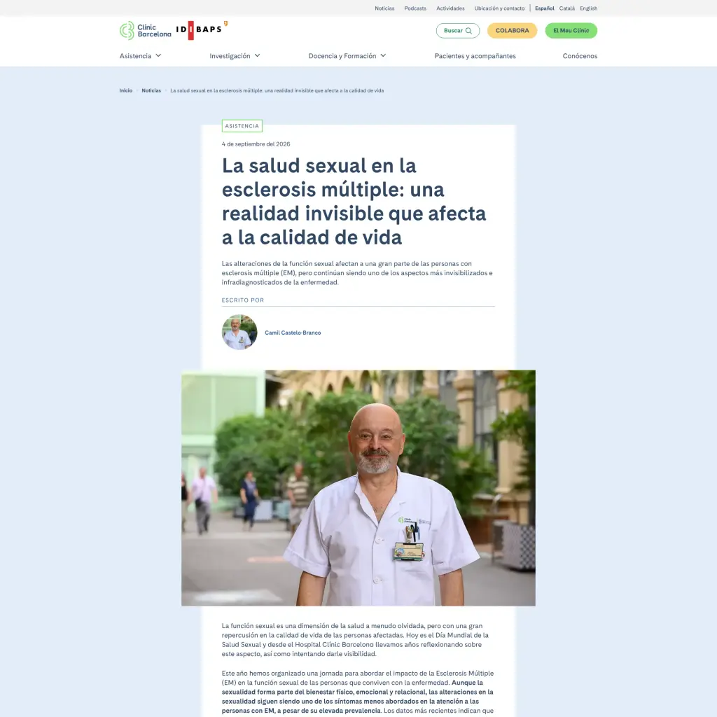 La salud sexual en la esclerosis múltiple: una realidad invisible que afecta a la calidad de vida