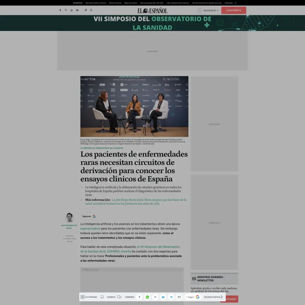 Los pacientes de enfermedades raras necesitan circuitos de derivación para conocer los ensayos clínicos de España