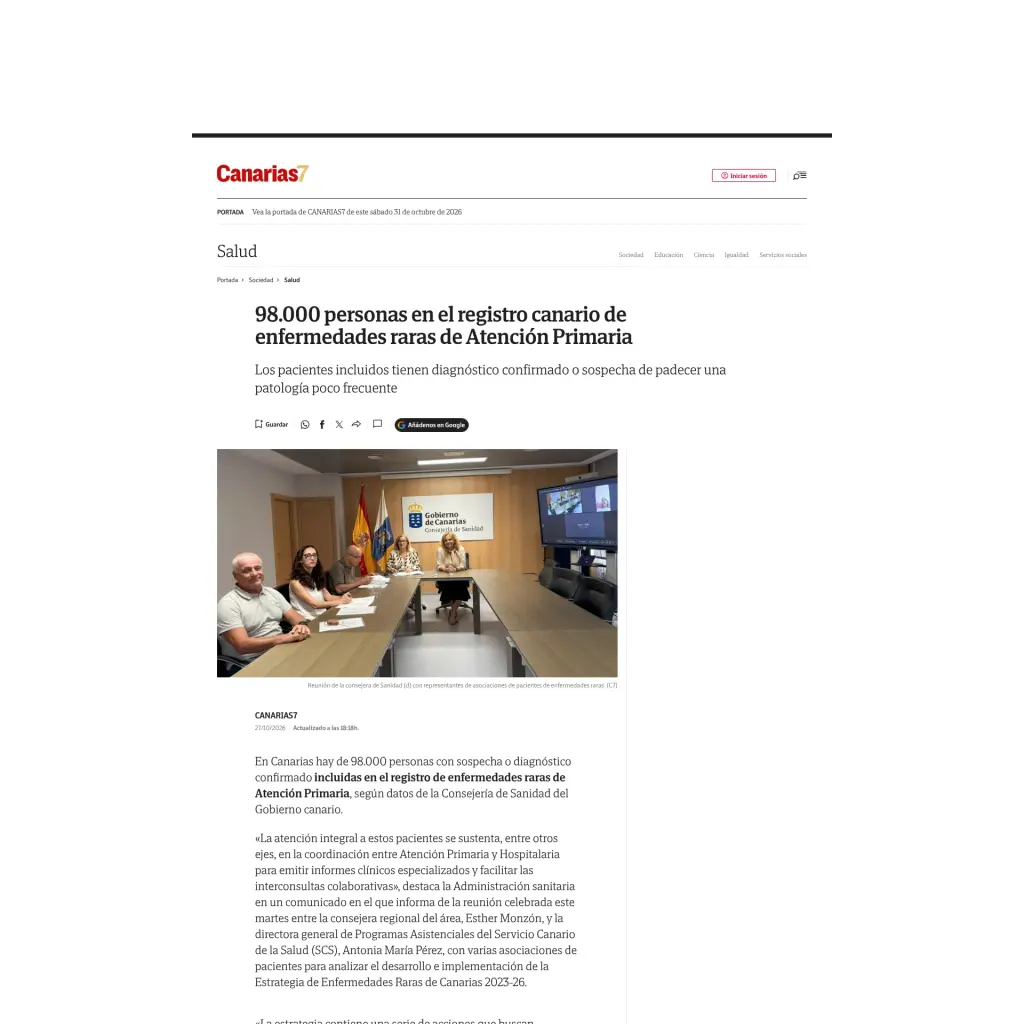 98.000 personas en el registro canario de enfermedades raras de Atención Primaria