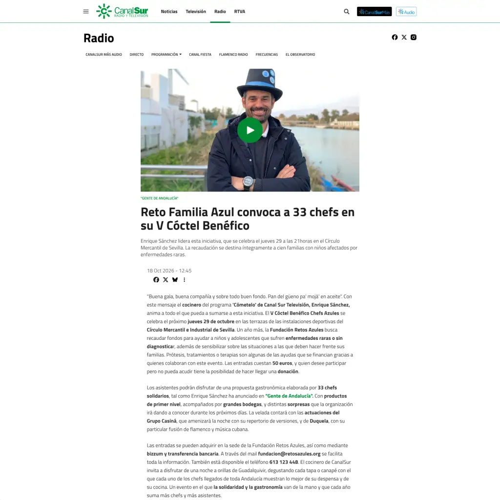 Reto Familia Azul convoca a 33 chefs en su V Cóctel Benéfico