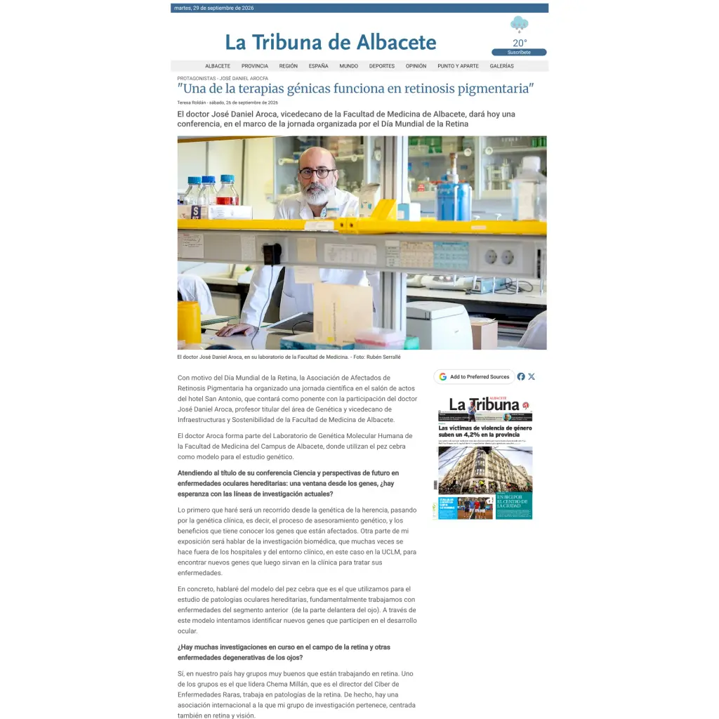 "Una de la terapias génicas funciona en retinosis pigmentaria"