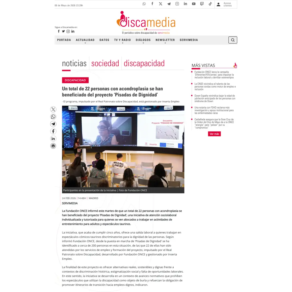 Un total de 22 personas con acondroplasia se han beneficiado del proyecto ‘Pisadas de Dignidad’