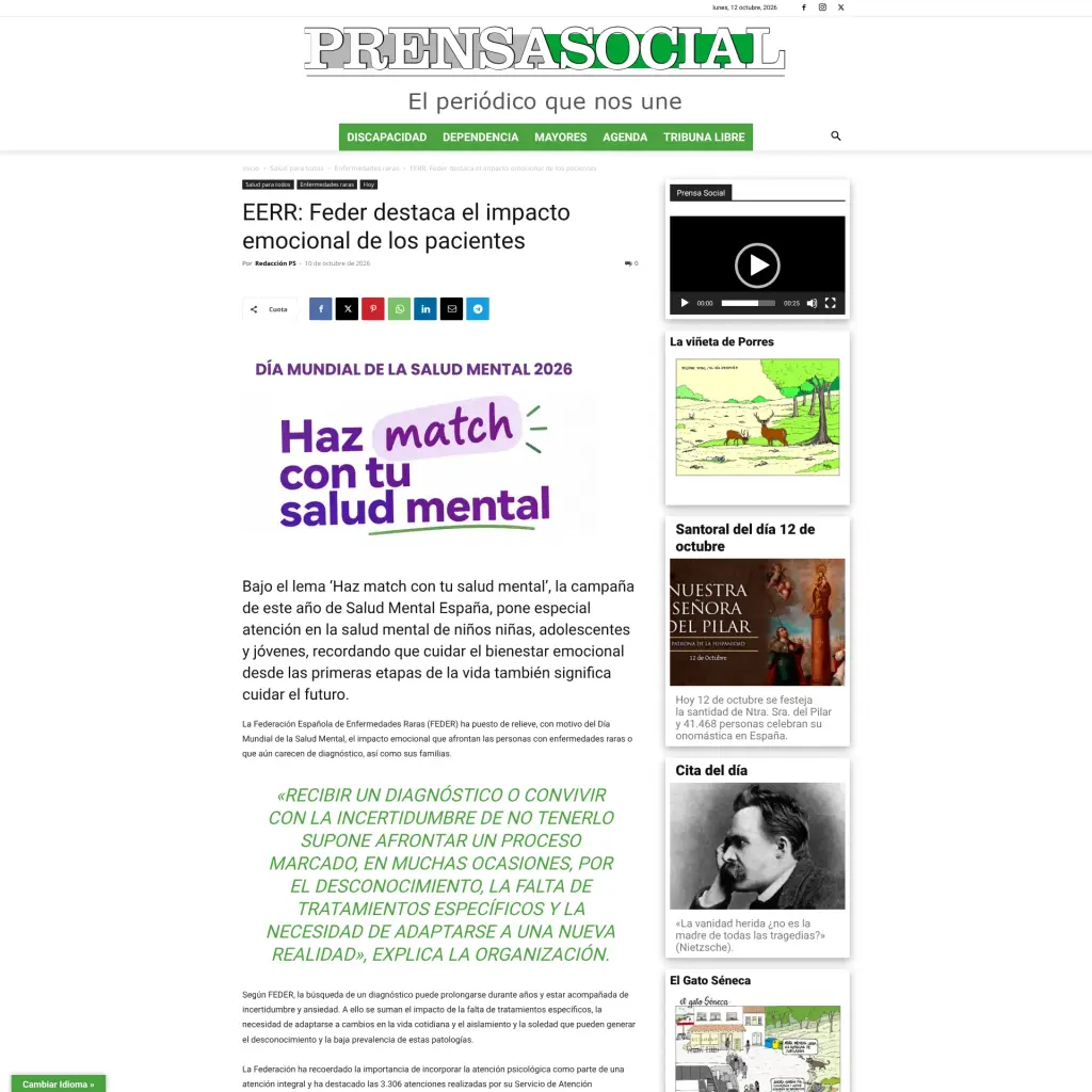 EERR: Feder destaca el impacto emocional de los pacientes