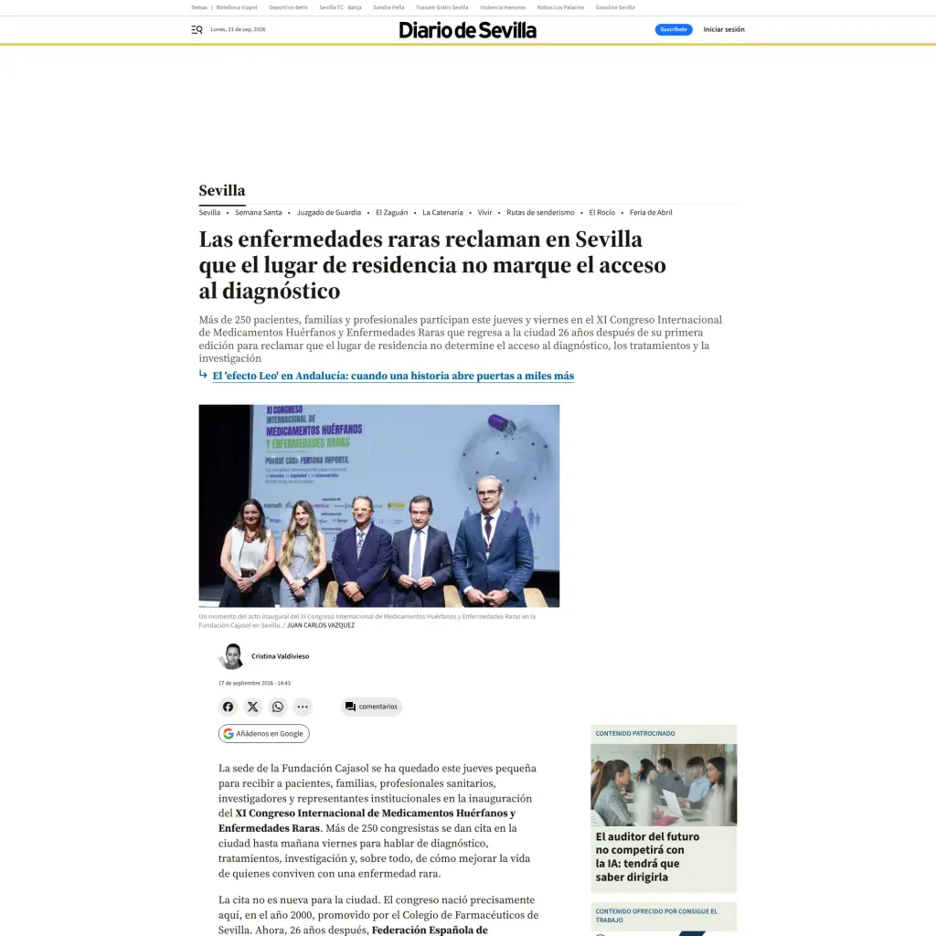 Las enfermedades raras reclaman en Sevilla que el lugar de residencia no marque el acceso al diagnóstico