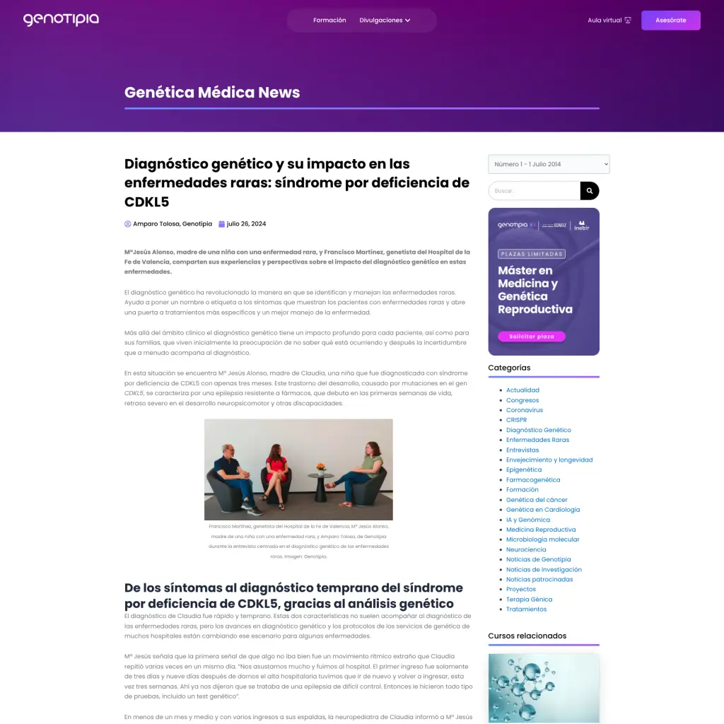 Diagnóstico genético y su impacto en las enfermedades raras: síndrome por deficiencia de CDKL5