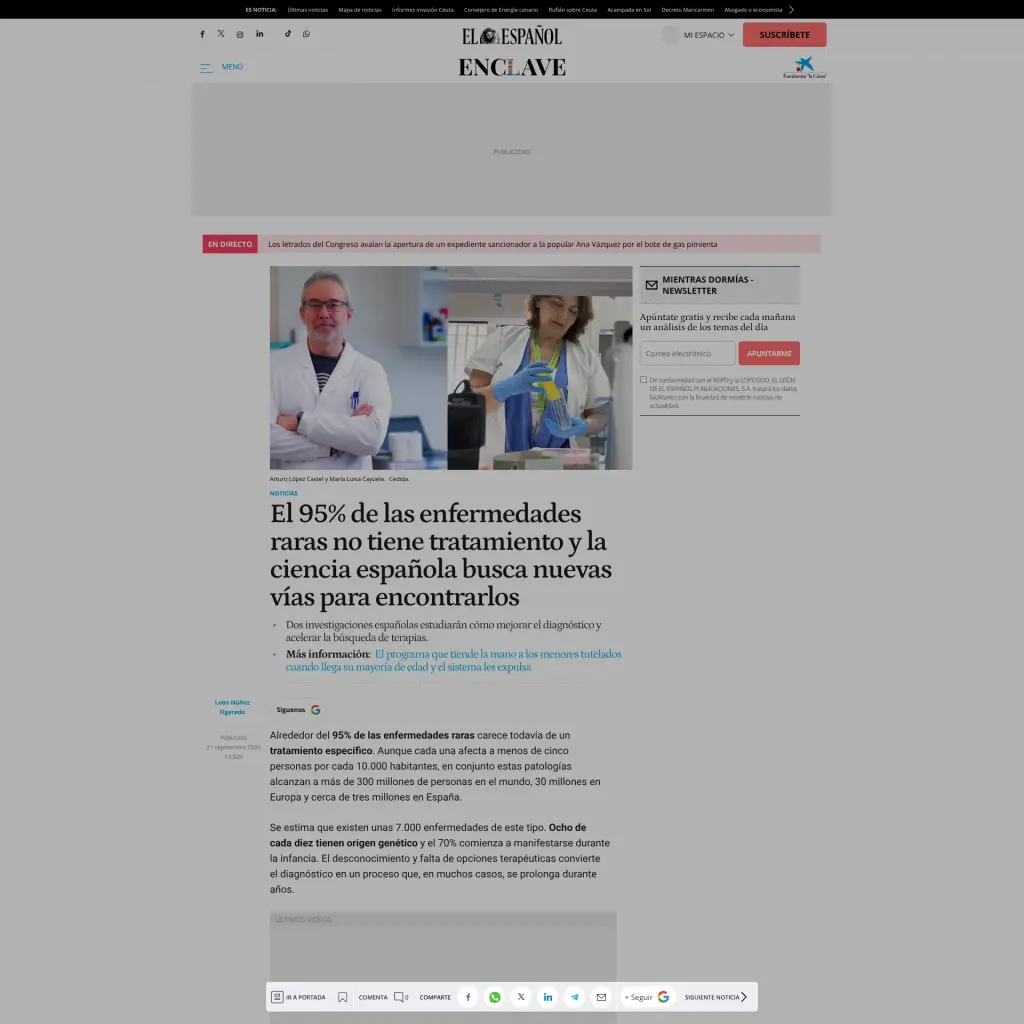 El 95% de las enfermedades raras no tiene tratamiento y la ciencia española busca nuevas vías para encontrarlos