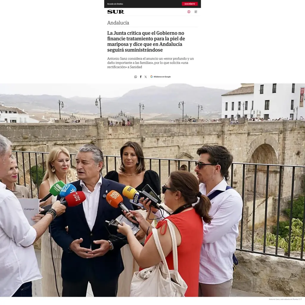 La Junta critica que el Gobierno no financie tratamiento para la piel de mariposa y dice que en Andalucía seguirá suministrándose