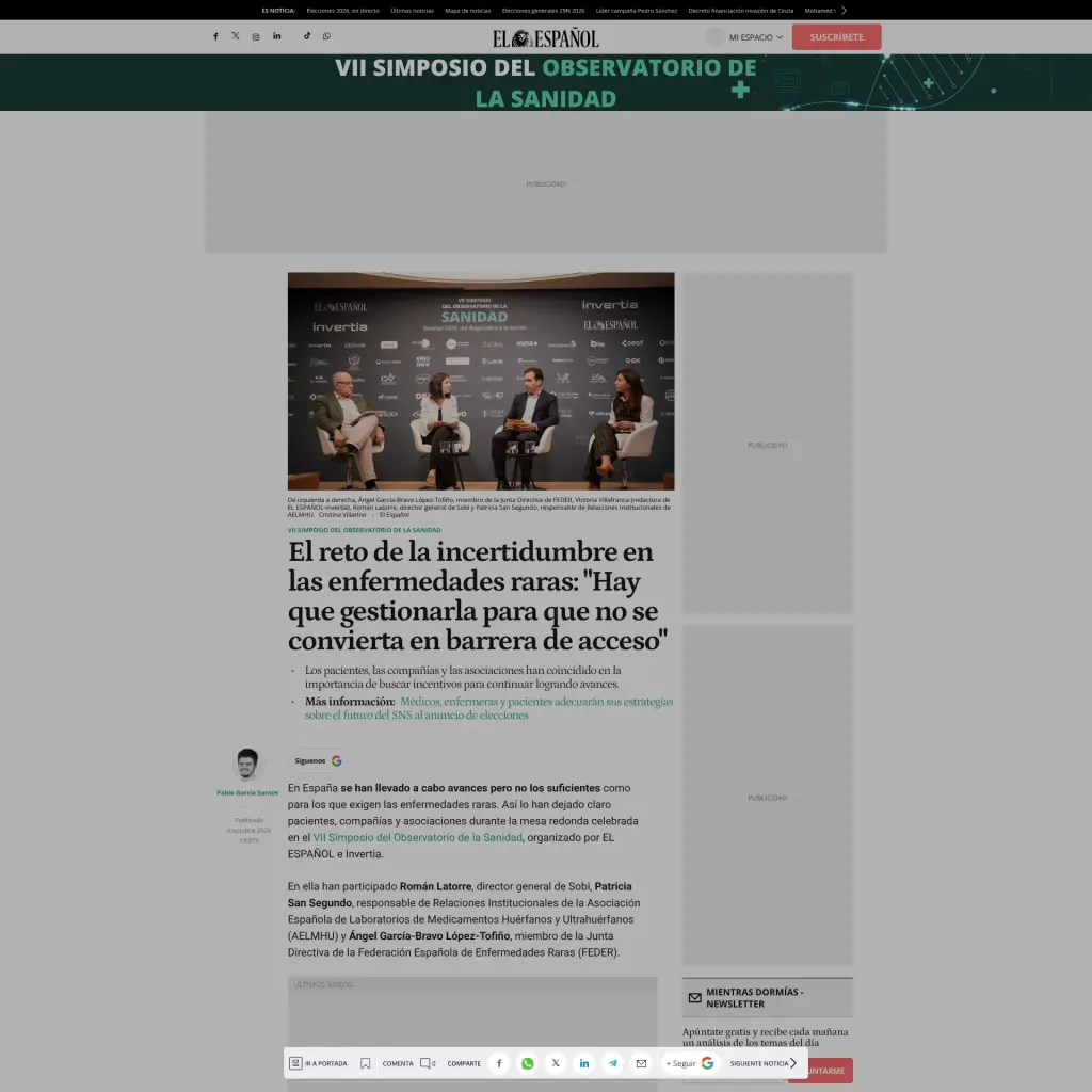 El reto de la incertidumbre en las enfermedades raras: "Hay que gestionarla para que no se convierta en barrera de acceso"